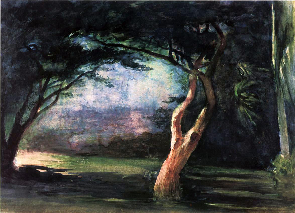  John La Farge Study of Trees in Moonlight, at Honolulu - Canvas Print