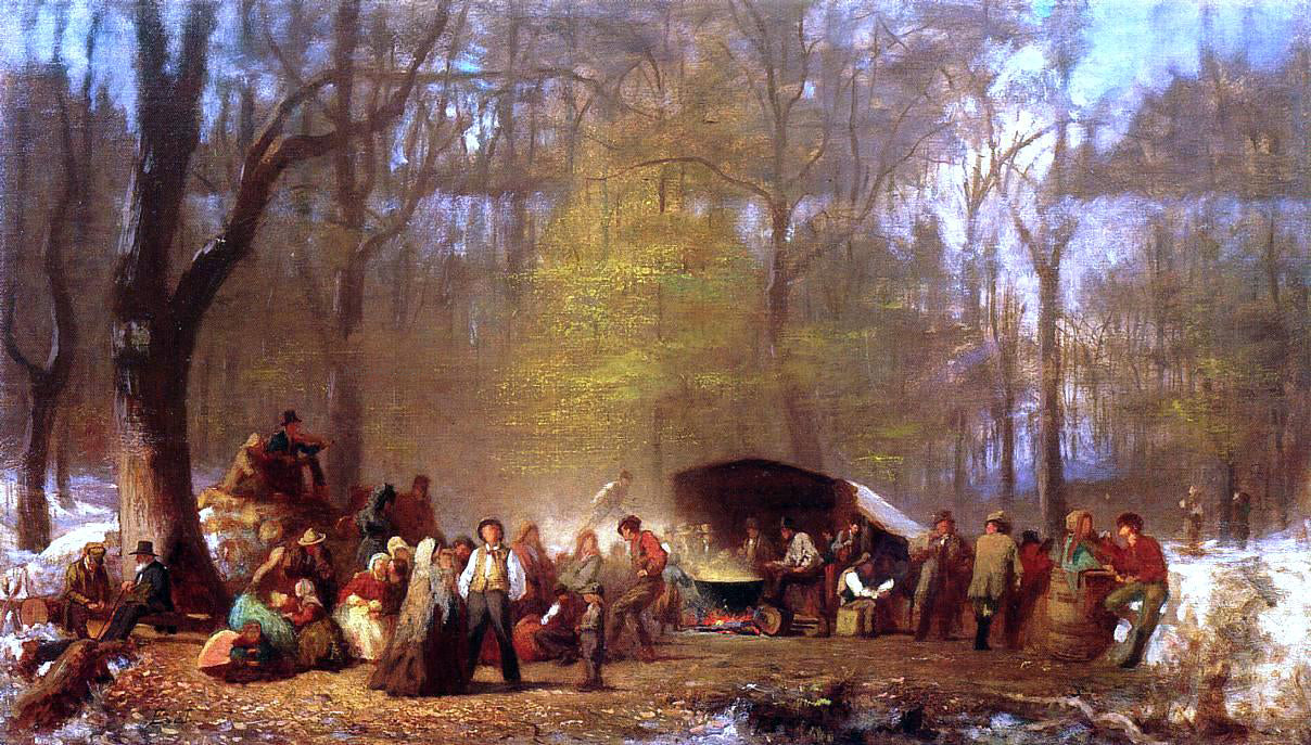 Eastman Johnson Sugaring Off at the Camp, Fryeburg, Maine - Canvas Print