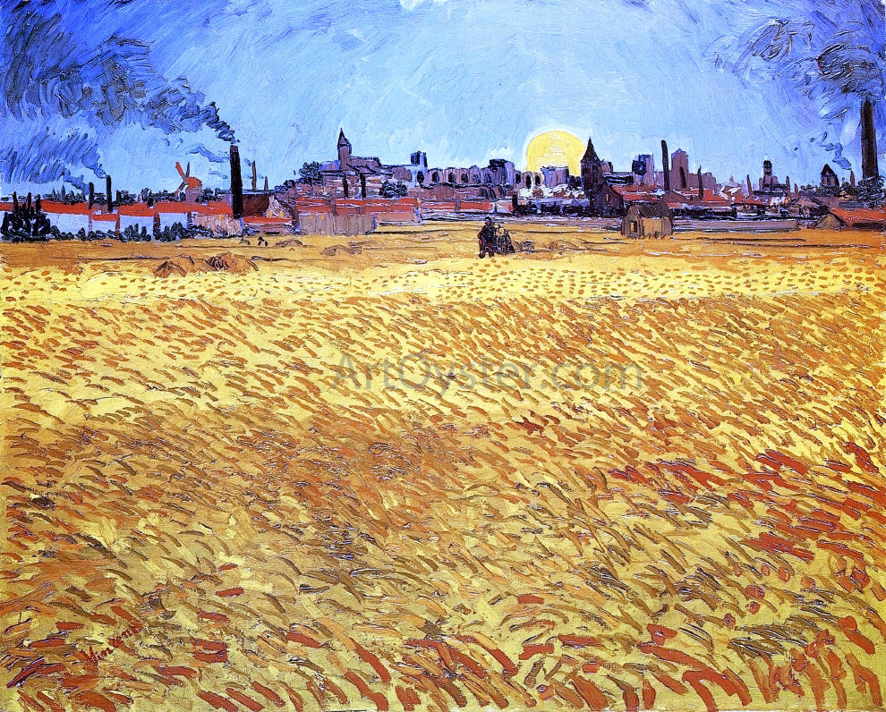  Vincent Van Gogh Summer Evening, Wheatfield with Setting Sun - Canvas Print