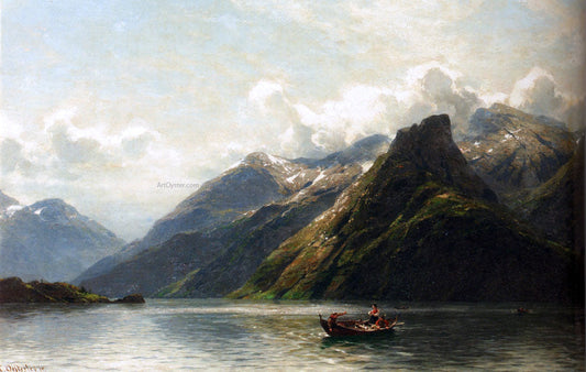  Carl August Heinrich Ferdinand Oesterley Summer: Fishing On A Norwegian Fjord - Canvas Print