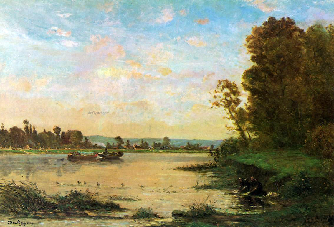  Charles Francois Daubigny Summer Morning on the Oise - Canvas Print