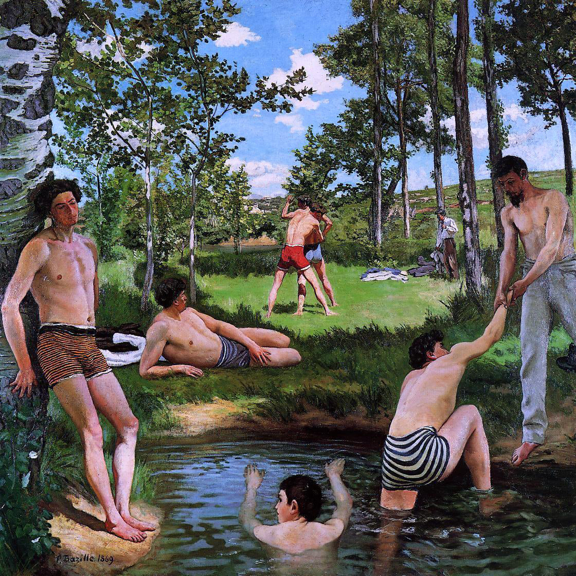  Jean Frederic Bazille Summer Scene (also known as Bathers) - Canvas Print