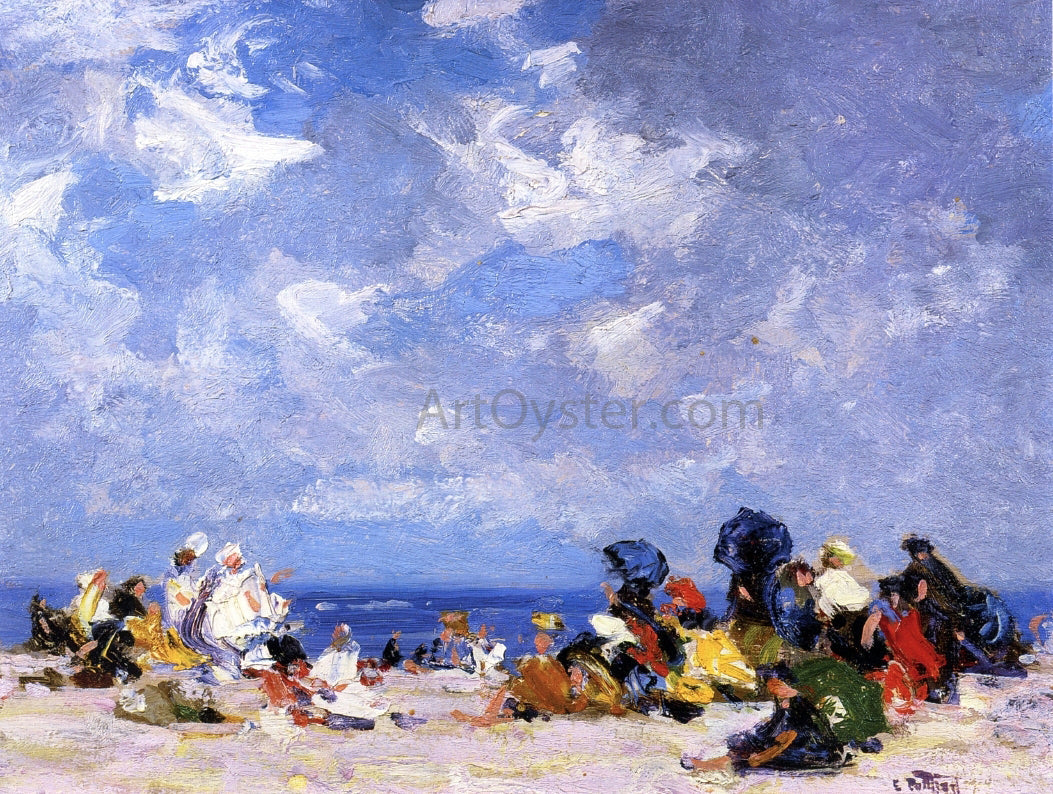  Edward Potthast Sunday Afternoon at the Beach - Canvas Print