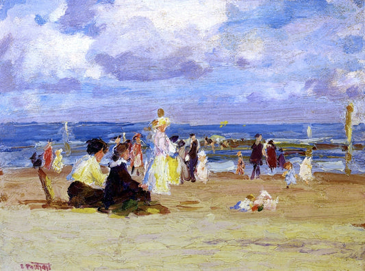  Edward Potthast Sunday at the Beach - Canvas Print