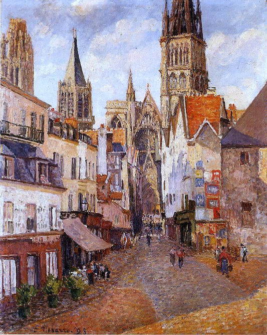  Camille Pissarro Sunlight, Afternoon, La Rue de l'Epicerie, Rouen - Canvas Print