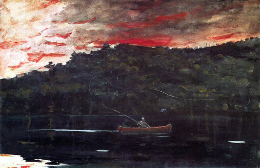  Winslow Homer Sunrise, Fishing in the Adirondacks - Canvas Print