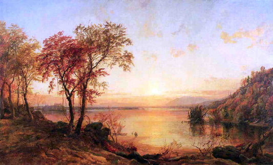  Jasper Francis Cropsey Sunset at Greenwood Lake - Canvas Print