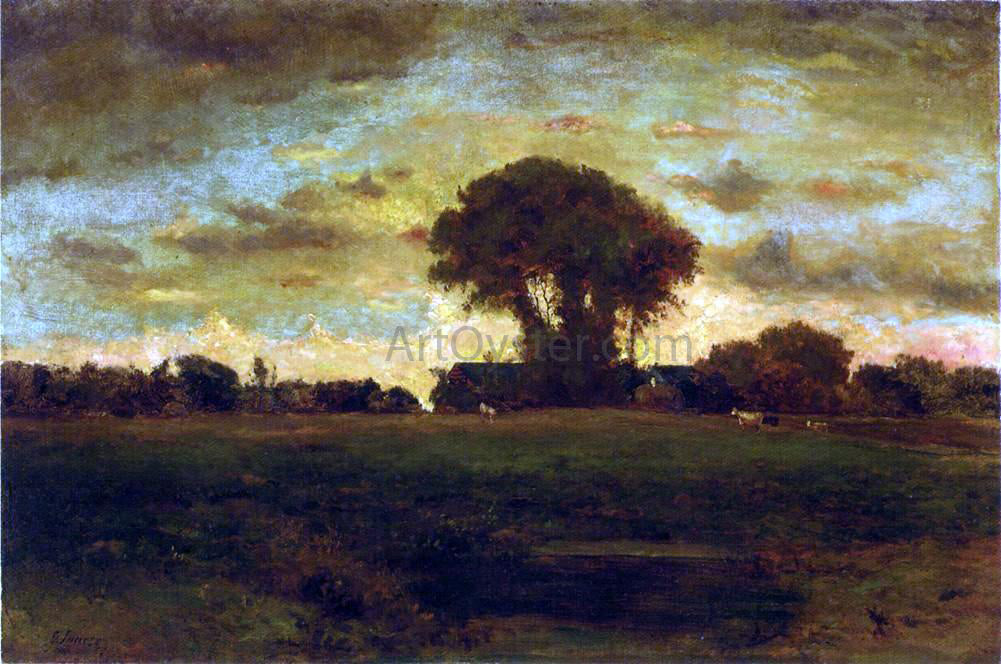  George Inness Sunset on a Meadow - Canvas Print