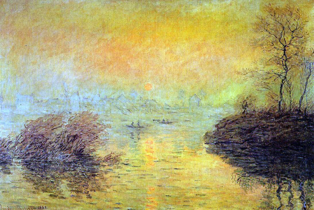  Claude Oscar Monet Sunset on the Seine at Lavacourt, Winter Effect - Canvas Print