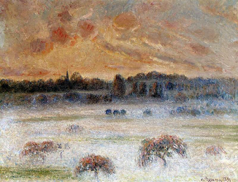  Camille Pissarro Sunset with Fog, Eragny - Canvas Print