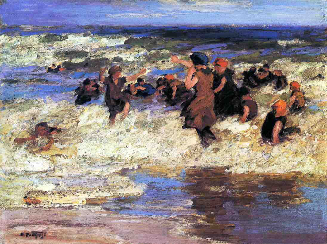  Edward Potthast Surf Bathing - Canvas Print