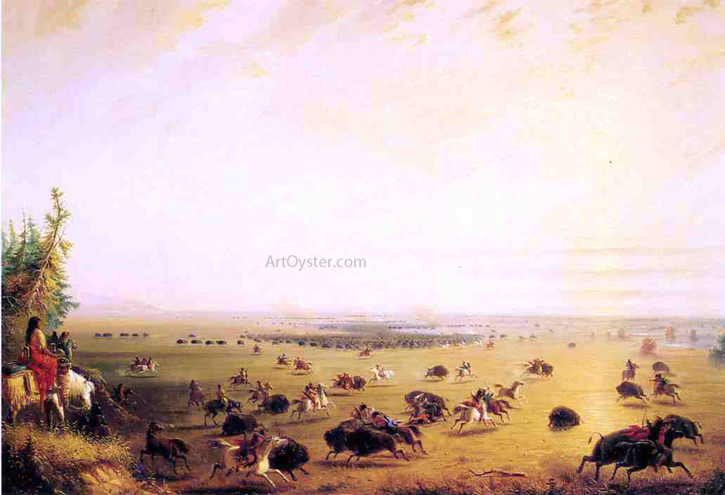 Alfred Jacob Miller Surround of Buffalo by Indians (also known as The ...