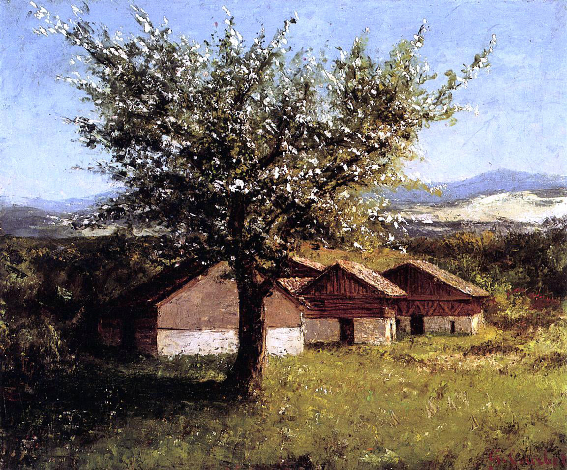  Gustave Courbet Swiss Landscape with Flowering Apple Tree - Canvas Print