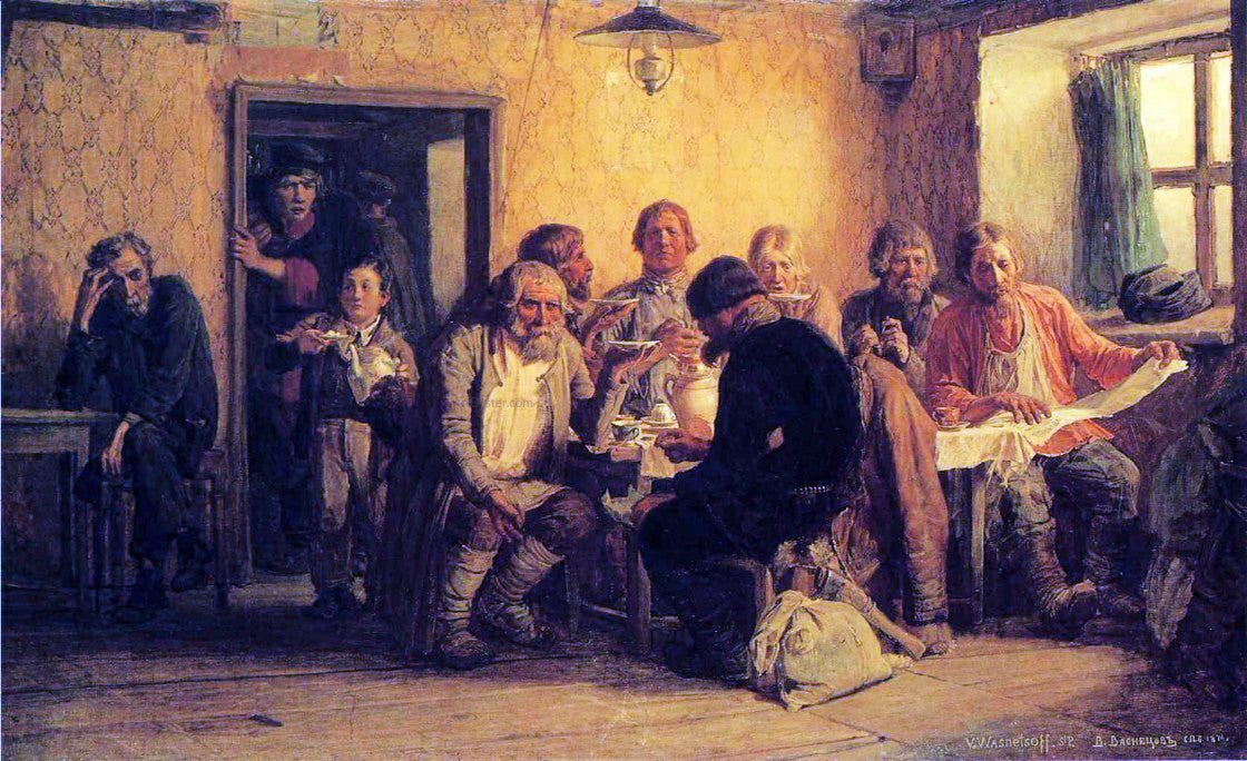  Victor Mikhail Vasnetsov Tea-Drinking in a Tavern - Canvas Print