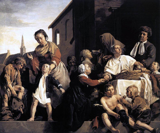  Jan De Bray Tending Children at the Orphanage in Haarlem - Canvas Print