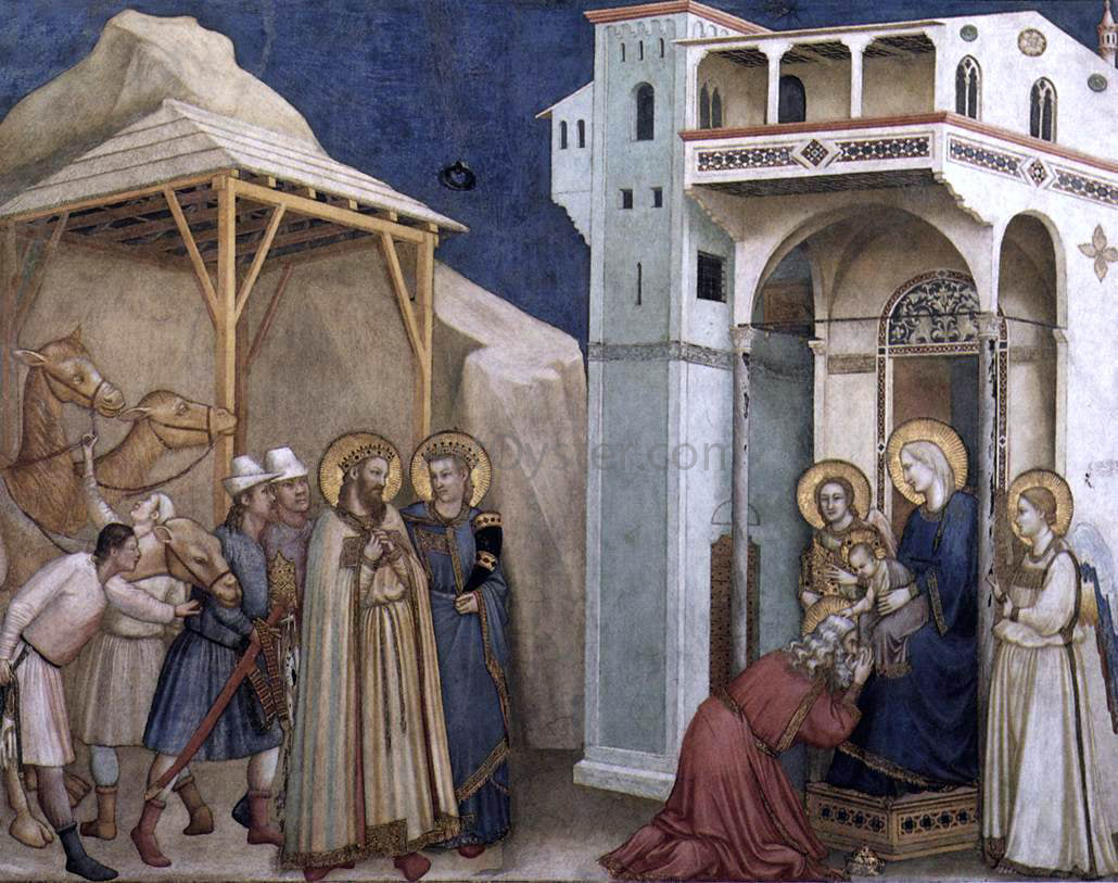  Giotto Di Bondone The Adoration of the Magi (North transept, Lower Church, San Francesco, Assisi) - Canvas Print
