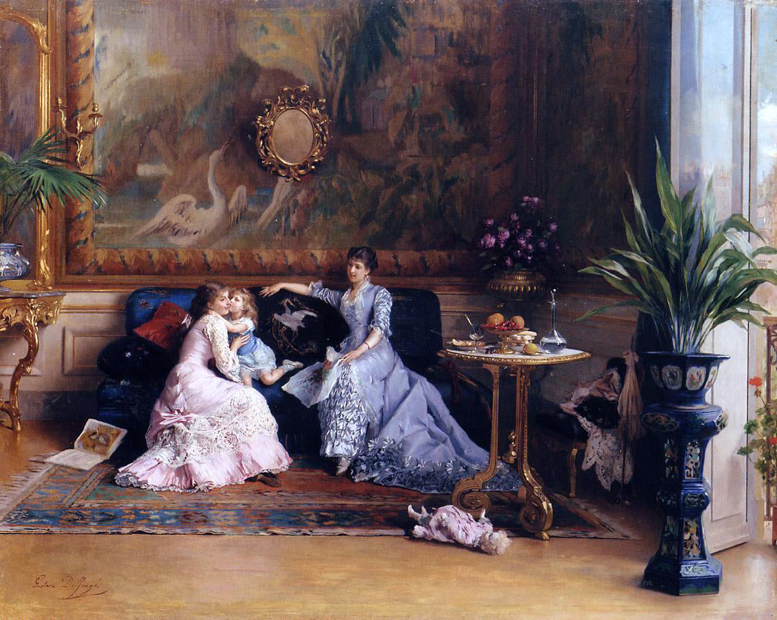  Gustave-Leonard De Jonghe The Afternoon Visit - Canvas Print