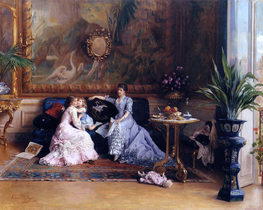  Gustave-Leonard De Jonghe The Afternoon Visit - Canvas Print