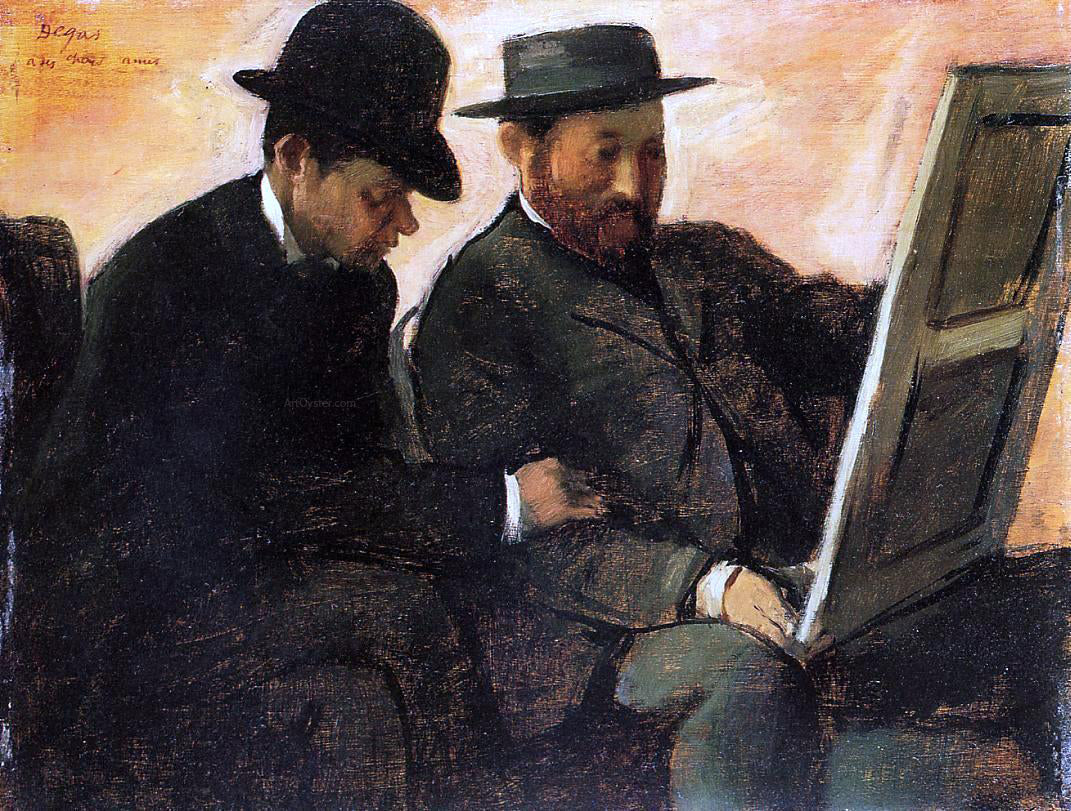  Edgar Degas The Amateurs (also known as Paul Lafond and Alhonse Cherfils Examening a Painting) - Canvas Print