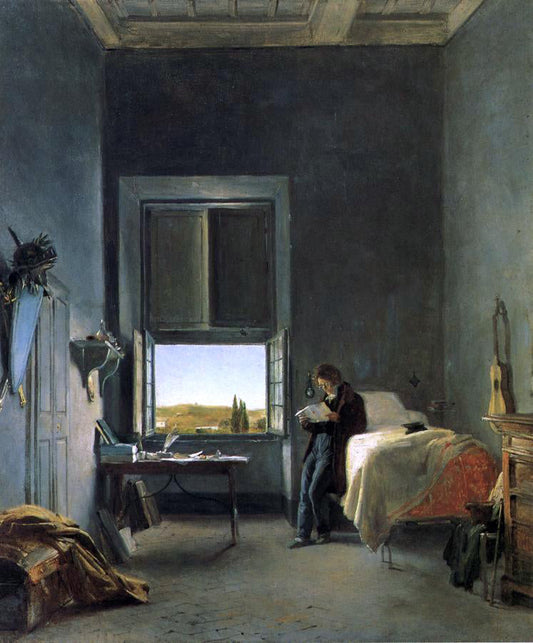  Leon Cogniet The Artist in His Room at the Villa Medici, Rome - Canvas Print
