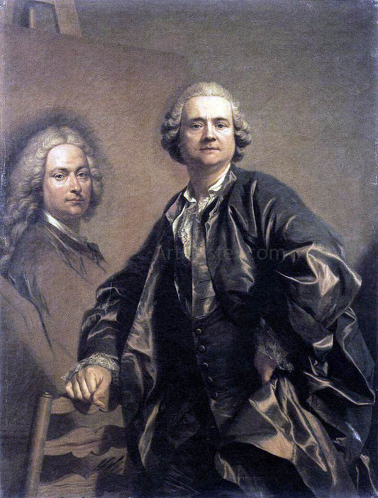  Louis Michel Van Loo The Artist with a Portrait of his Father - Canvas Print