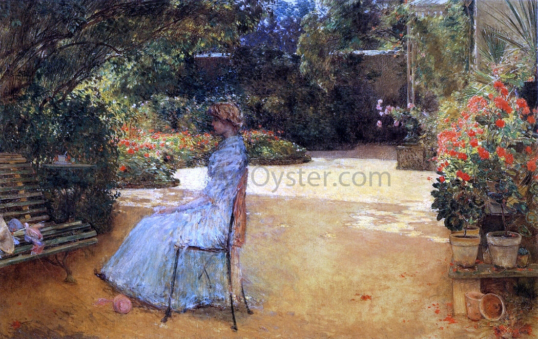  Frederick Childe Hassam The Artist's Wife in a Garden, Villiers-le-Bel - Canvas Print