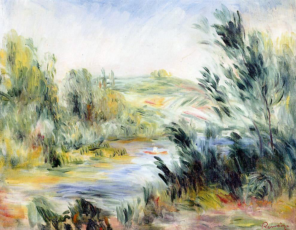 Pierre Auguste Renoir The Banks of a River, Rower in a Boat Canvas Print – Art M