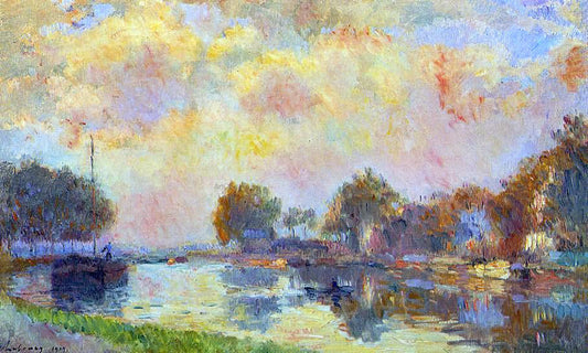  Albert Lebourg The Banks of the Canal at Charenton, Sunny Autumn Afternoon - Canvas Print