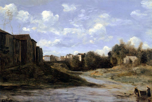  Jean-Baptiste-Camille Corot The Banks of the Midouze, Mont-de-Marsan, as seen from the Pont du Commerce - Canvas Print