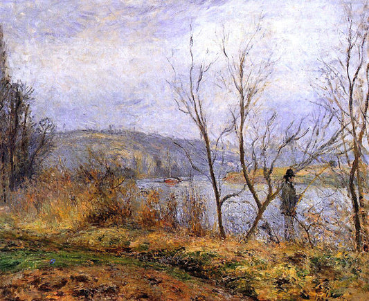  Camille Pissarro The Banks of the Oise, Pontoise (also known as Man Fishing) - Canvas Print