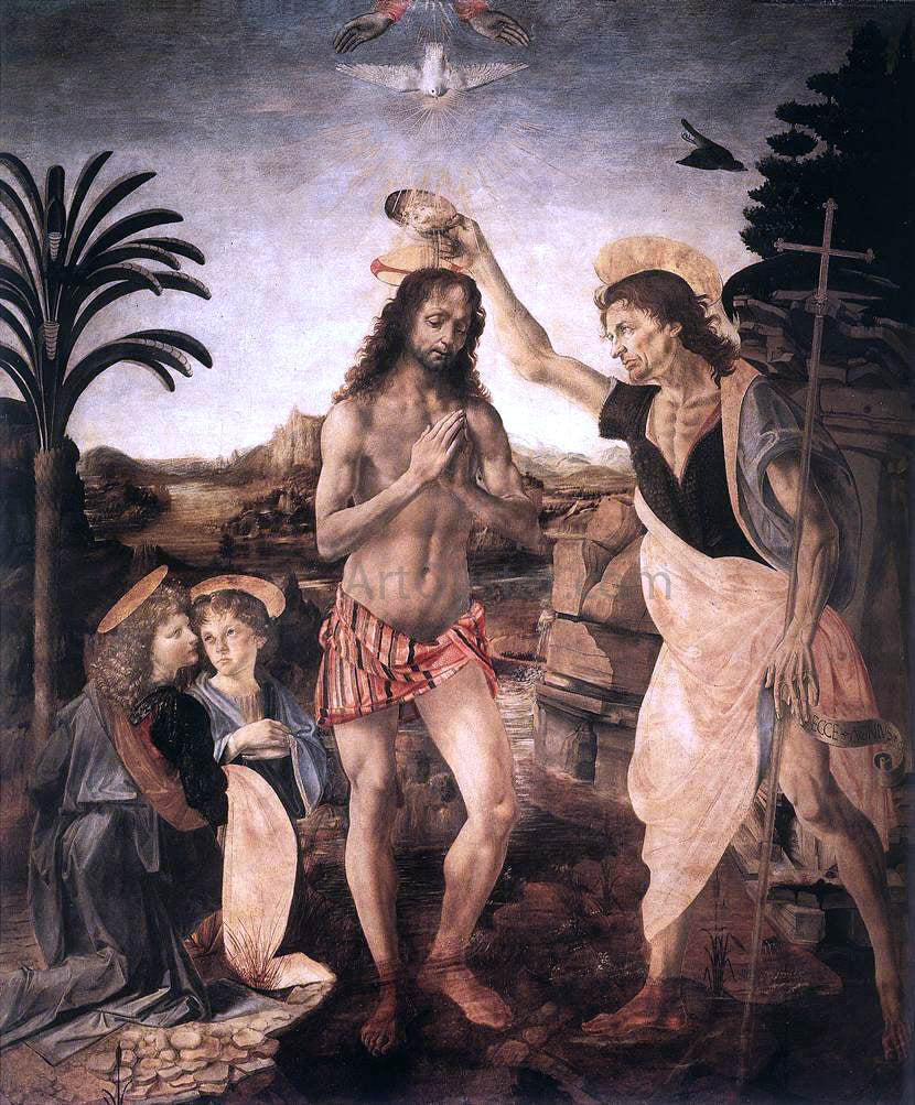  Andrea del Verrocchio The Baptism of Christ - Canvas Print