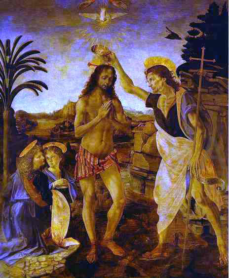  Leonardo Da Vinci The Baptism of Christ - Canvas Print