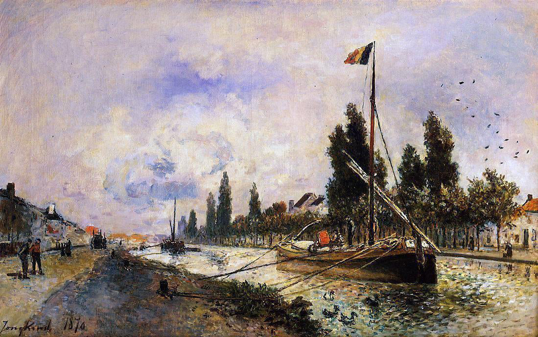  Johan Barthold Jongkind The Barge on the Canal near Paris - Canvas Print