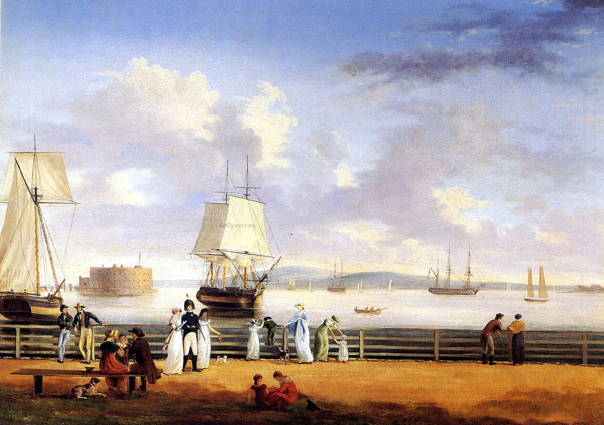  Thomas Birch The Battery and Harbor, New York - Canvas Print