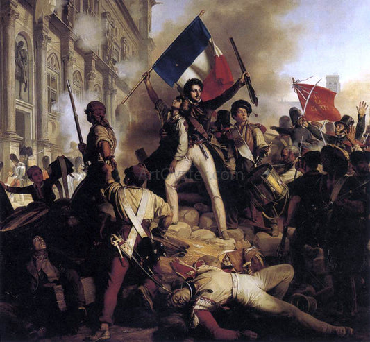  Jean-Victor Schnetz The Battle for the Town Hall, 28 July 1830 - Canvas Print