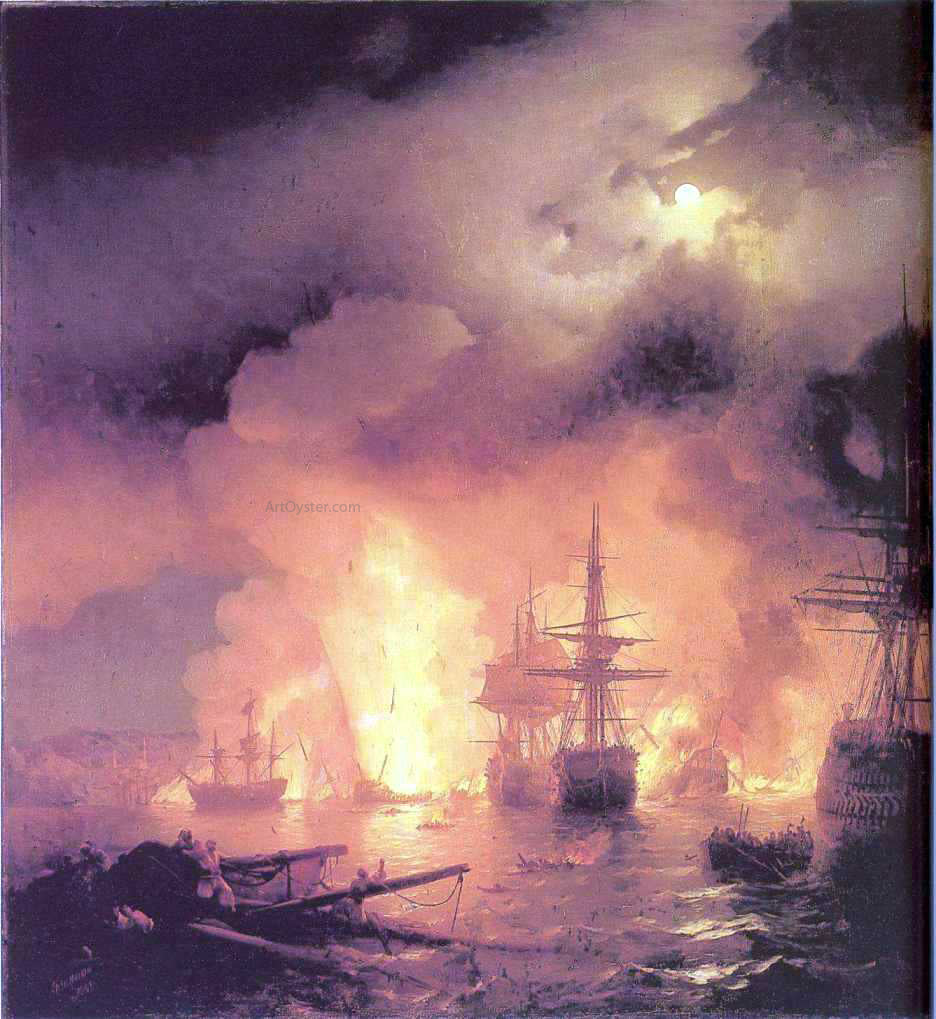  Ivan Constantinovich Aivazovsky The Battle of Chesme - Canvas Print