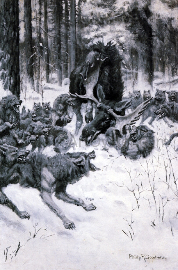  Philip R Goodwin The Battle of the Strong and the Cunning - Canvas Print
