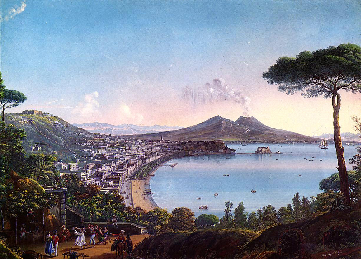 Nicolino Calyo The Bay of Naples with an American Frigate - Canvas Print