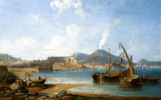  James Wilson Carmichael The Bay Of Naples With Vesuvius Beyond - Canvas Print