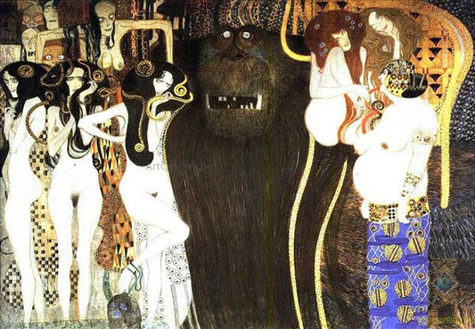  Gustav Klimt The Beethoven Frieze the Hostile Powers Left Part Detail  - Canvas Print