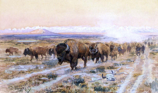  Charles Marion Russell The Bison Trail - Canvas Print