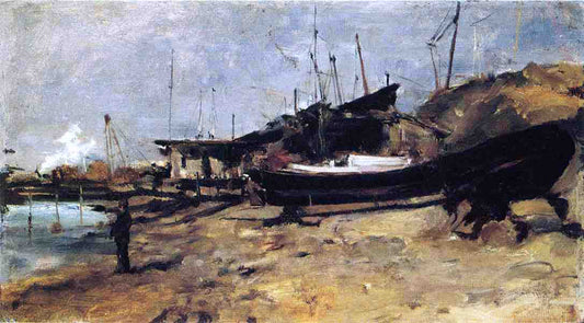  John Twachtman The Boat Yard - Canvas Print