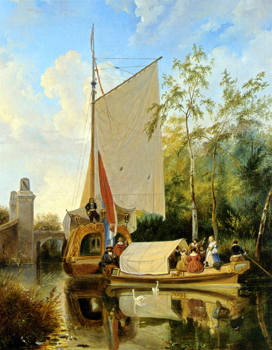  Wijnandus Josephus Nuyen The Boating Party - Canvas Print