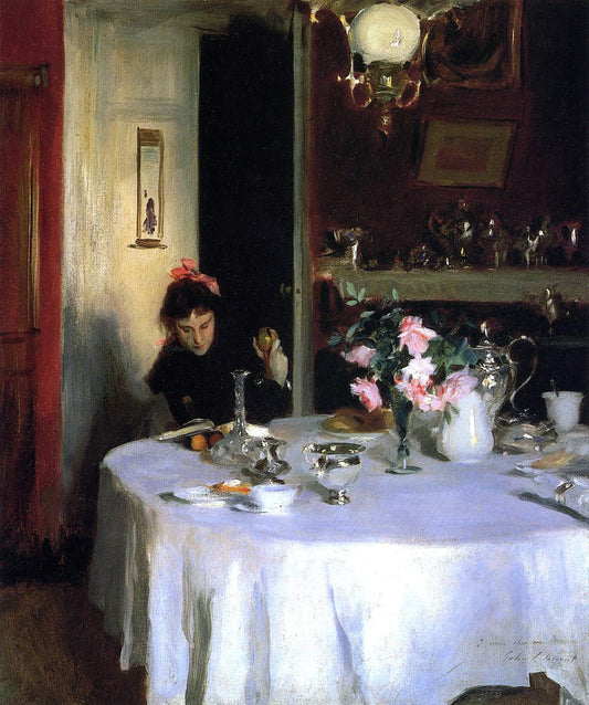  John Singer Sargent The Breakfast Table (also known as Violet Sargent) - Canvas Print