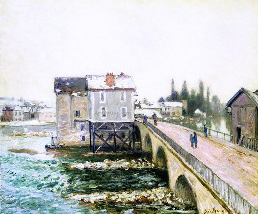  Alfred Sisley The Bridge and Mills of Moret, Winter's Effect - Canvas Print