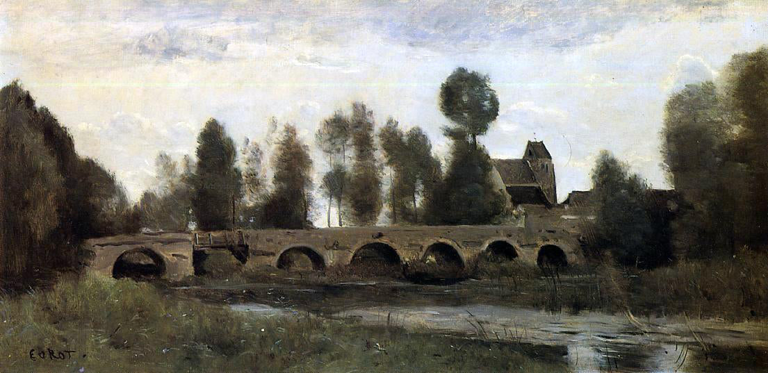  Jean-Baptiste-Camille Corot The Bridge at Grez-sur-Loing - Canvas Print