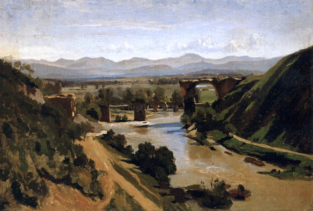  Jean-Baptiste-Camille Corot The Bridge of Narni - Canvas Print