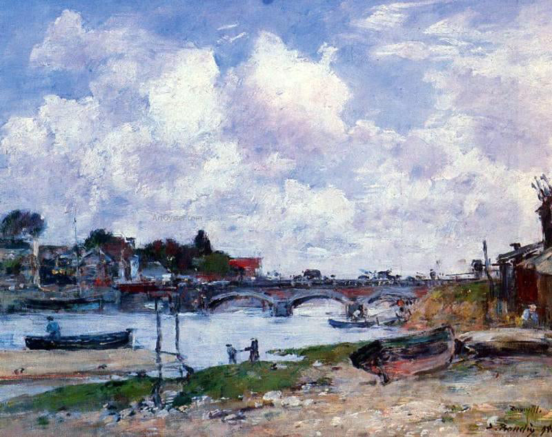  Eugene-Louis Boudin The Bridge over the Toques at Deauville - Canvas Print