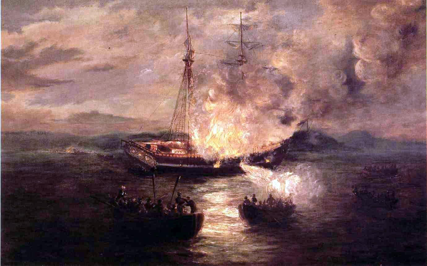  Charles De Wolf Brownell The Burning of the Gaspee - Canvas Print