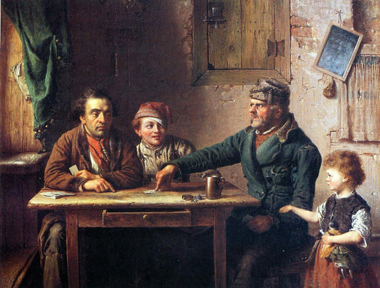  Eastman Johnson The Card Players - Canvas Print